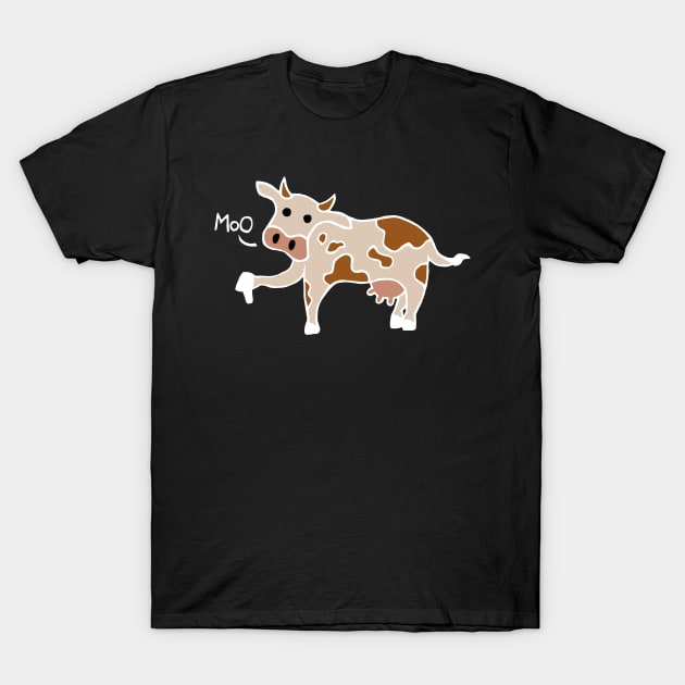 Moo / Boo Cow Thumbs Down (White) T-Shirt by Graograman